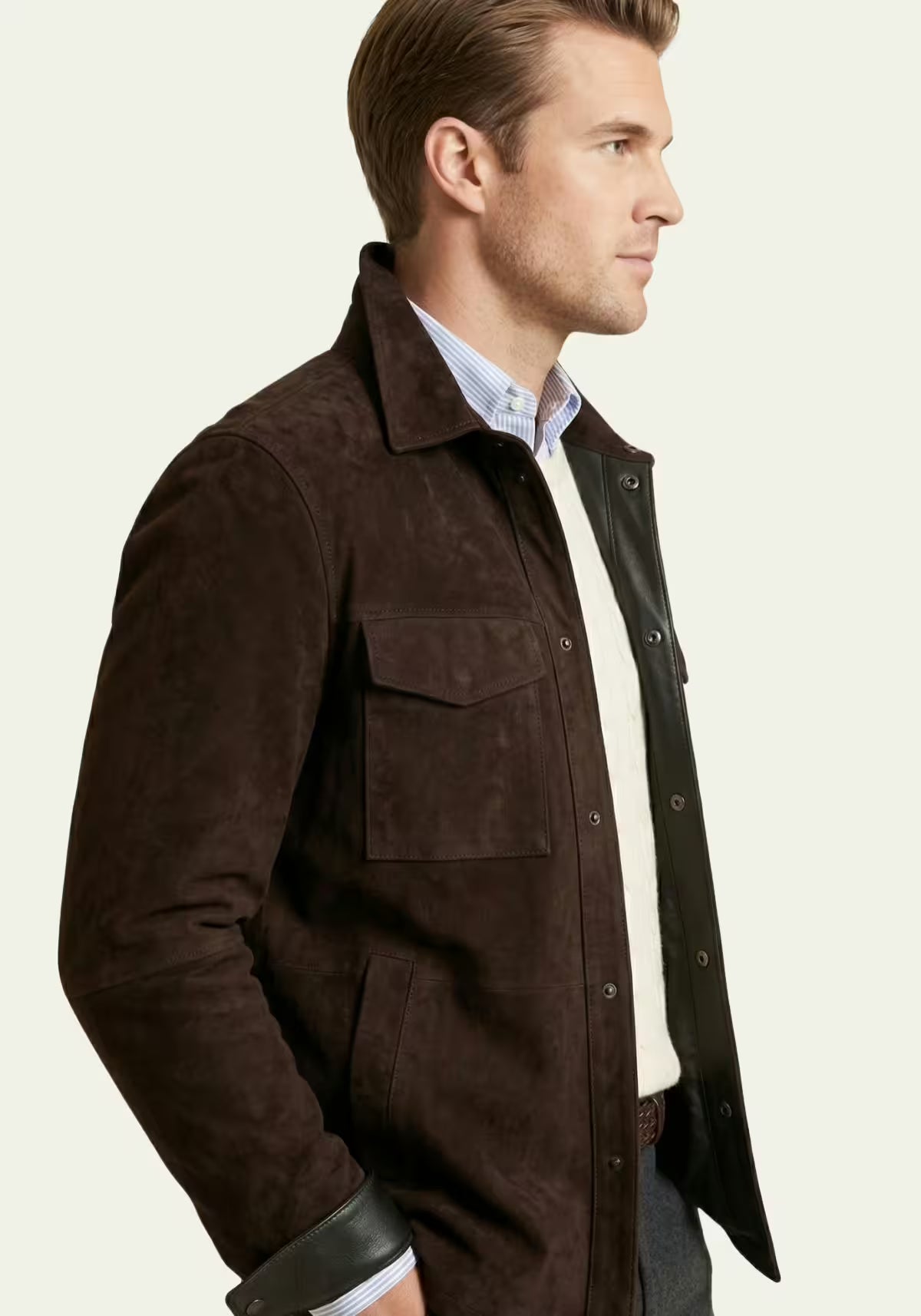 Men's Suede Jacket Dark Brown – Timeless Elegance