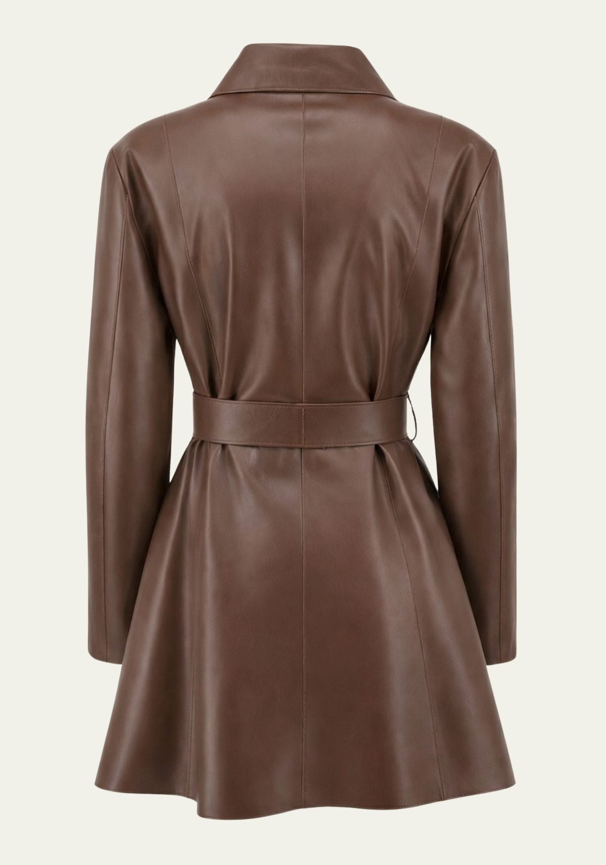 Leather Trench Coat Brown