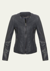 Damen Lederjacke aus Lammnappa – Sportlich mit Quersteifen