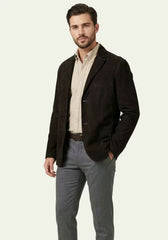 Men's lambskin suede jacket in a blazer cut