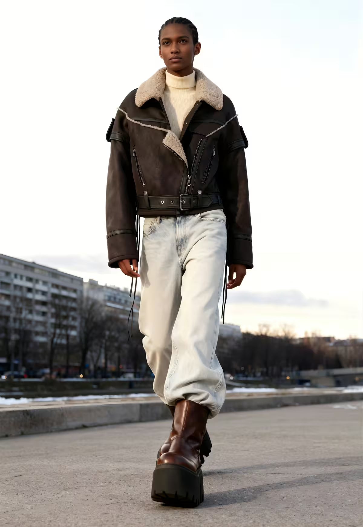 Curly Lambskin Jacket - Voluminous Elegance Inspired by the Modern Country Look
