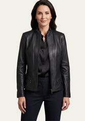 Moderne Damen Lederjacke aus Lammnappa Leder Schwarz