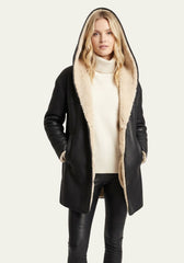 Women's Hooded Oversized Shearling Jacket