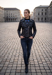 Damen Lederjacke mit Revers aus Lammnappa