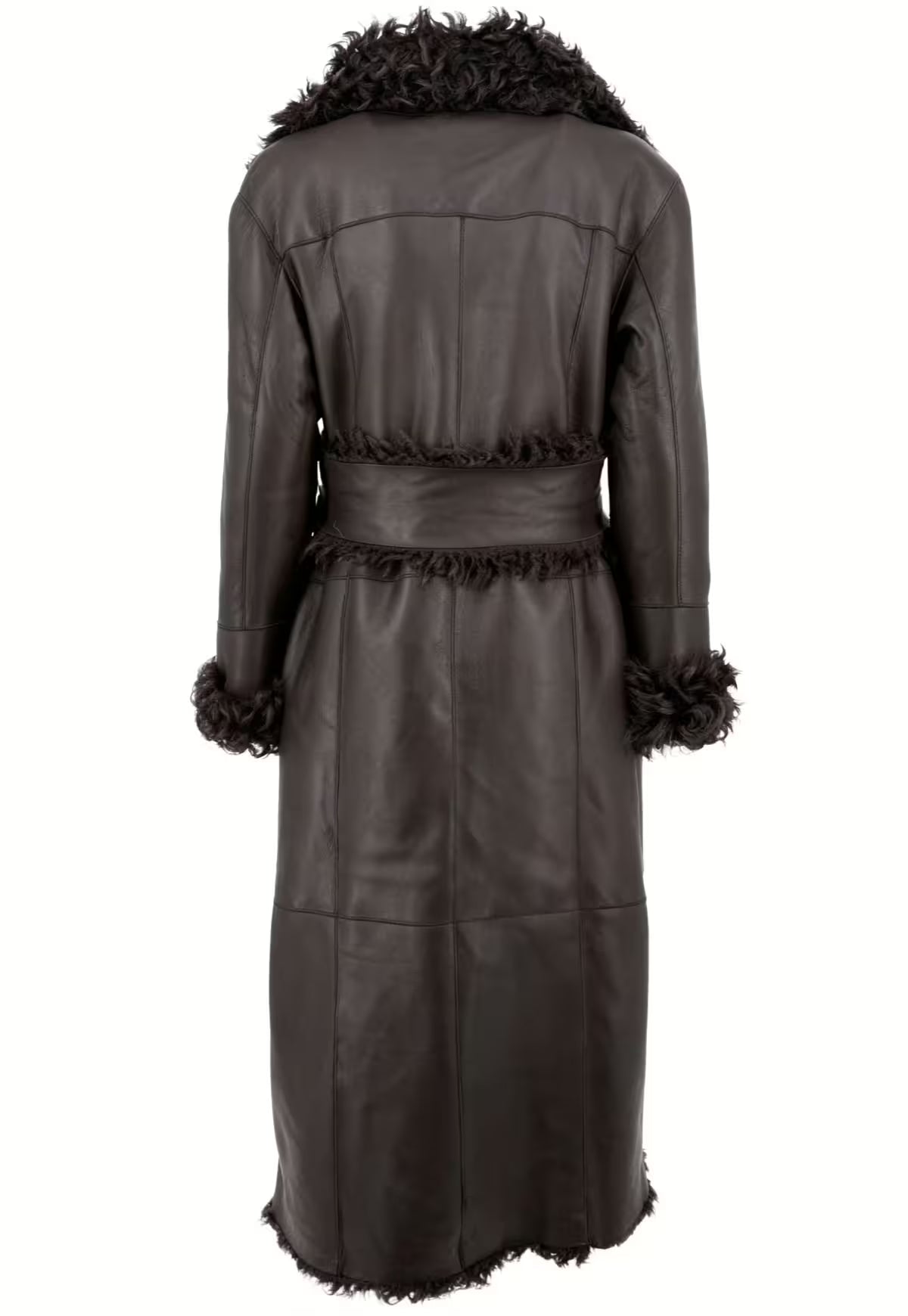 Curly Reversible Coat Noella in Lambskin - Dark Brown