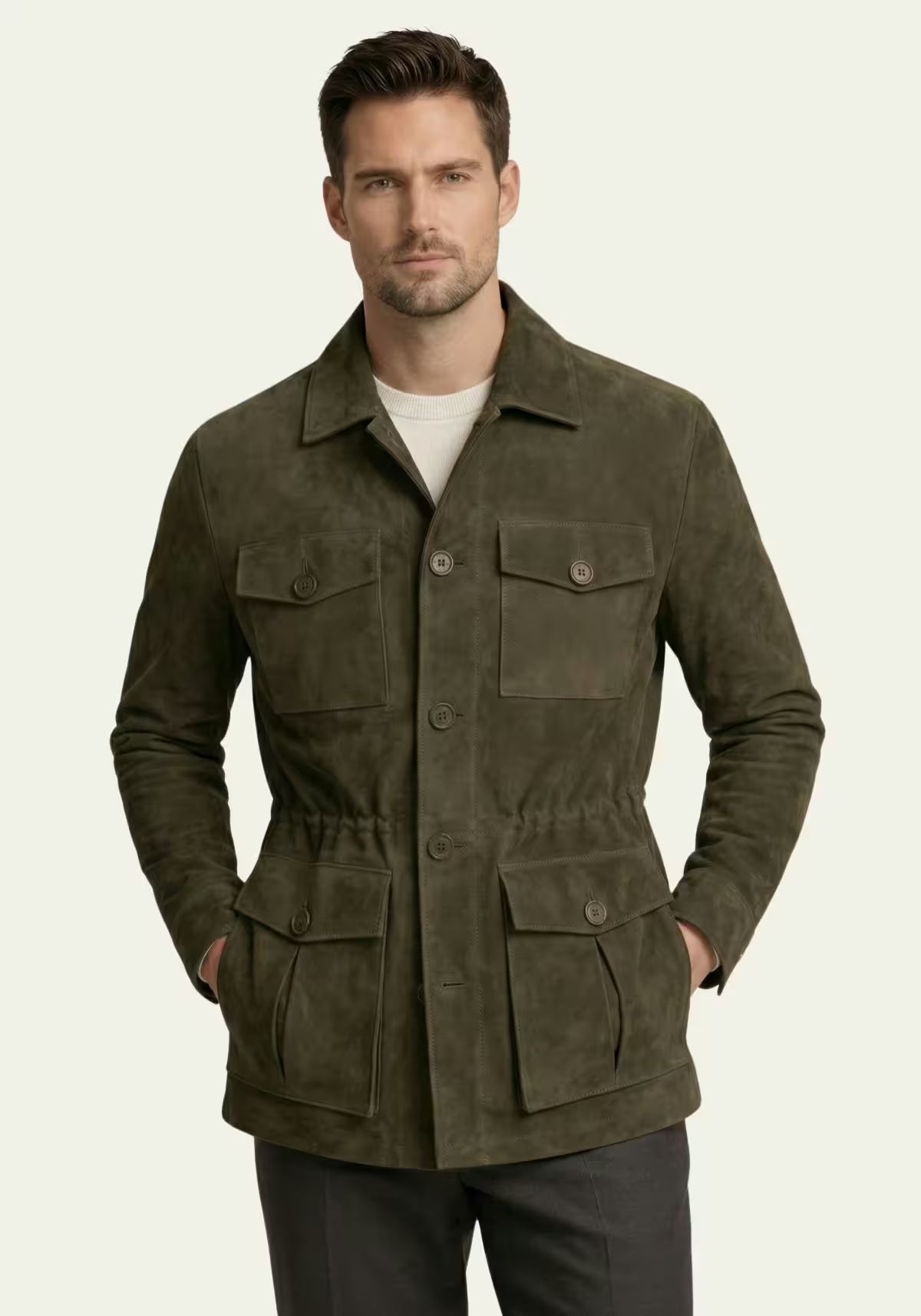 Men's Leather Jacket in Olive – A Safari Classic with Style