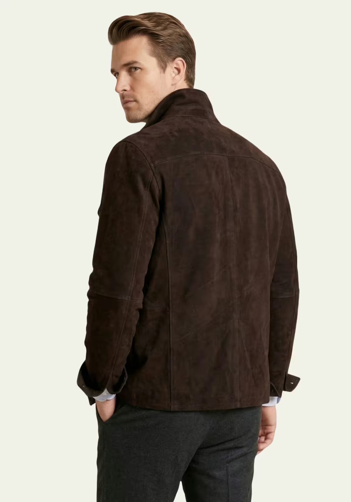 Men's Suede Jacket Dark Brown – Timeless Elegance