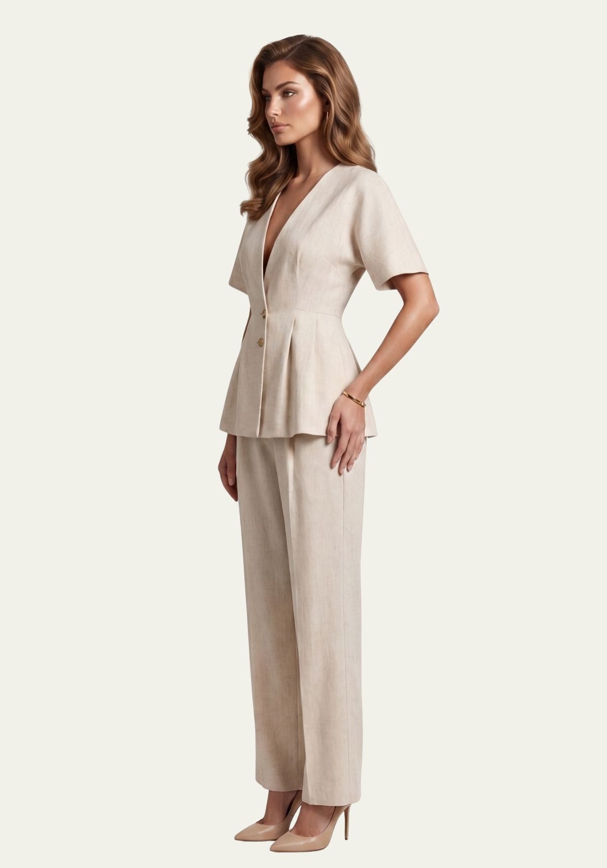 Women's shirt & Women's trousers Beige Blazer & Palazzo trousers