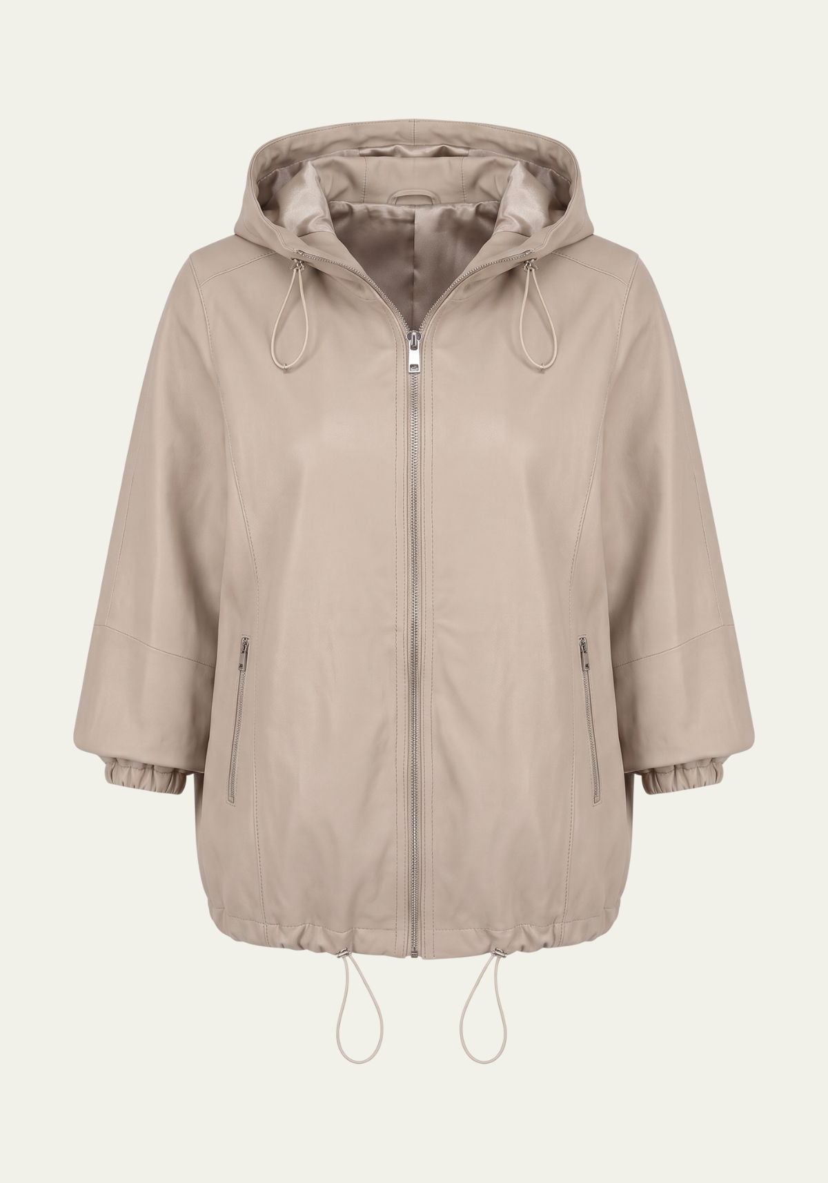 Damen Lederjacke Beige im Oversize-Look aus Lammnappaleder