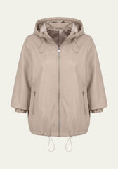Damen Lederjacke Beige im Oversize-Look aus Lammnappaleder