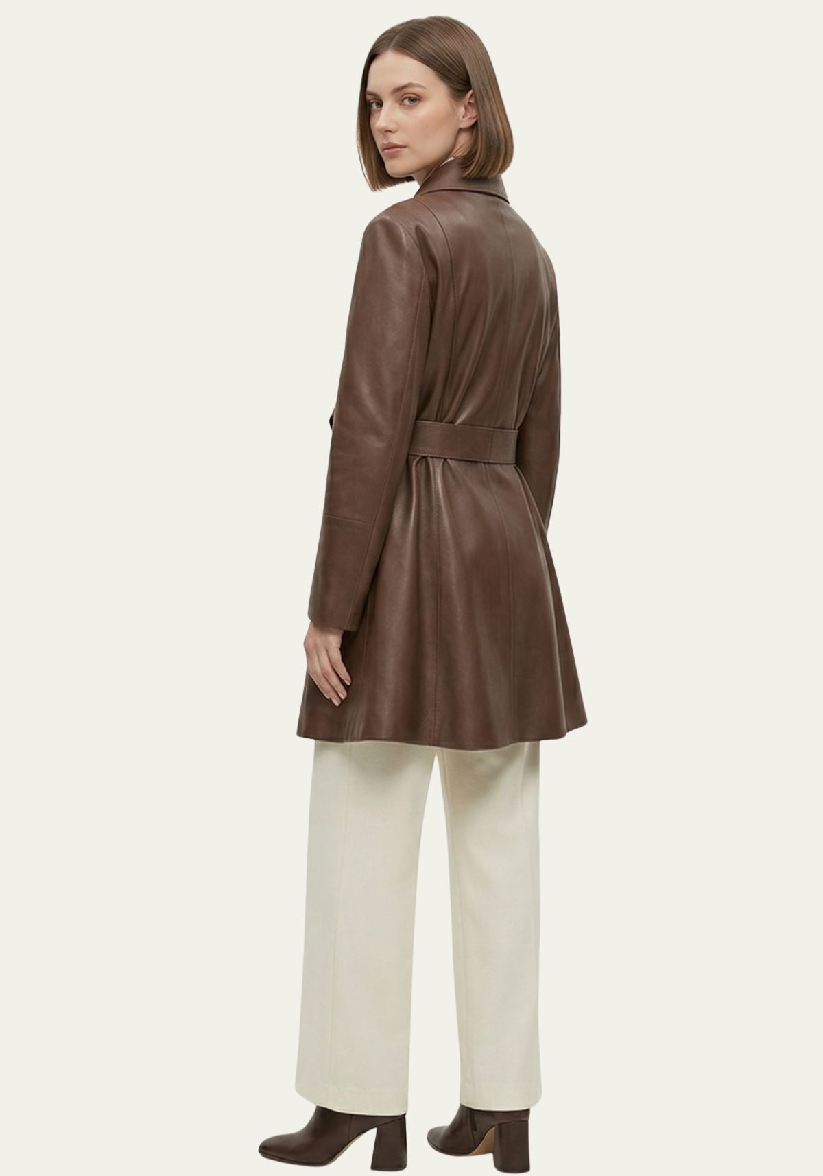 Leather Trench Coat Brown