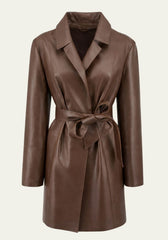 Leather Trench Coat Brown