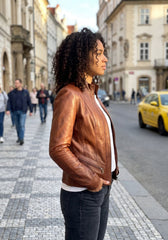 Damen Lederjacke aus Lammnappa – Rehbraun