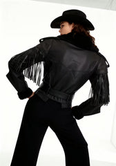 Lammfelljacke im Western-Stil – Raffinierte Fransen, edler Charme