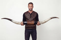 Black Leather Mount Standard Longhorns Big Gun