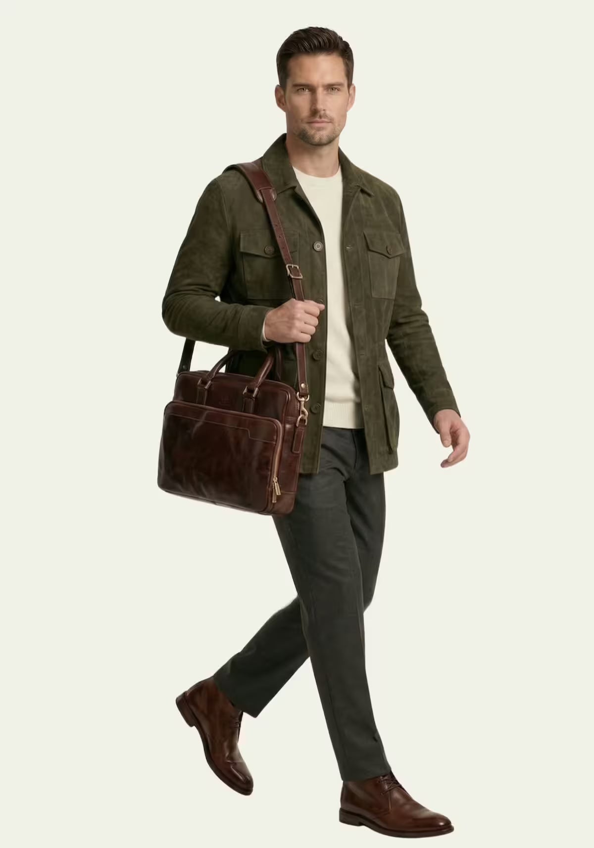 Men's Leather Jacket in Olive – A Safari Classic with Style