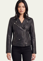 Damen Lederjacke aus Lammnappaleder im Biker-Stil