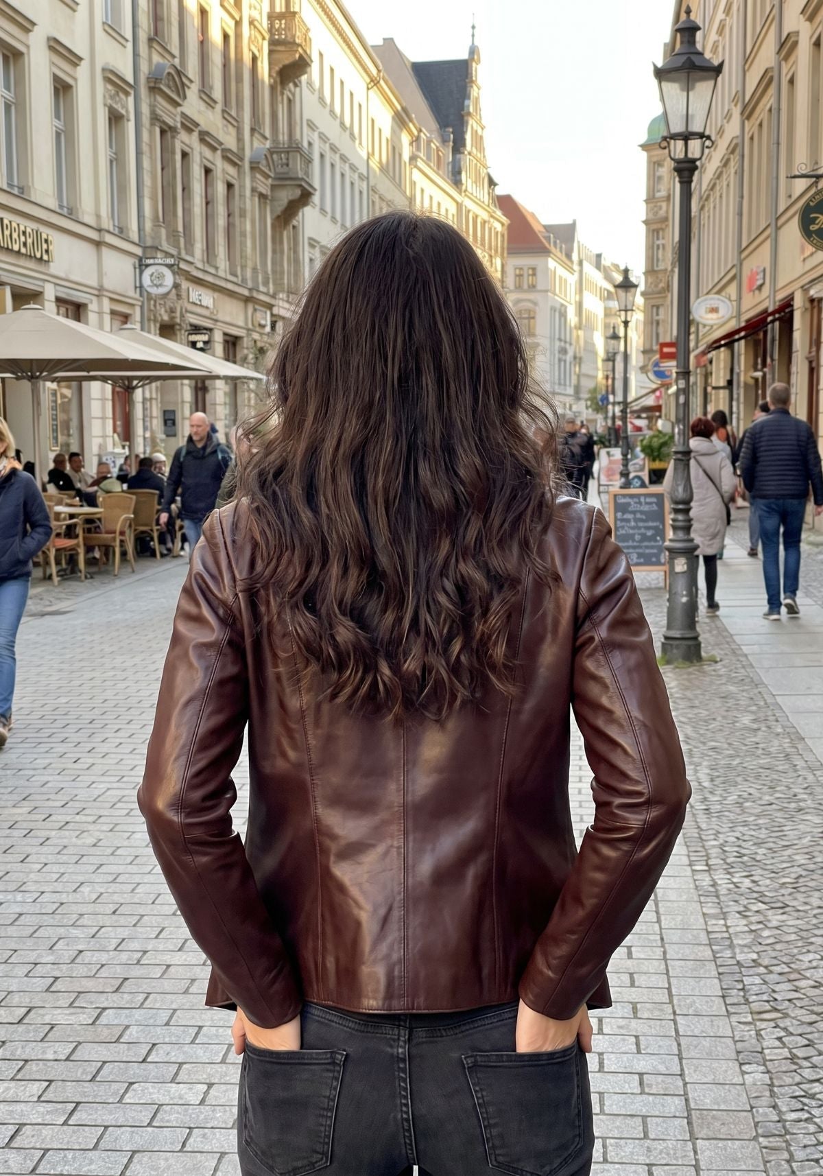 Damen Lederjacke aus Lammnappa – Dunkelbraun