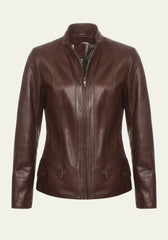 Damen Lederjacke aus Lammnappa – Dunkelbraun