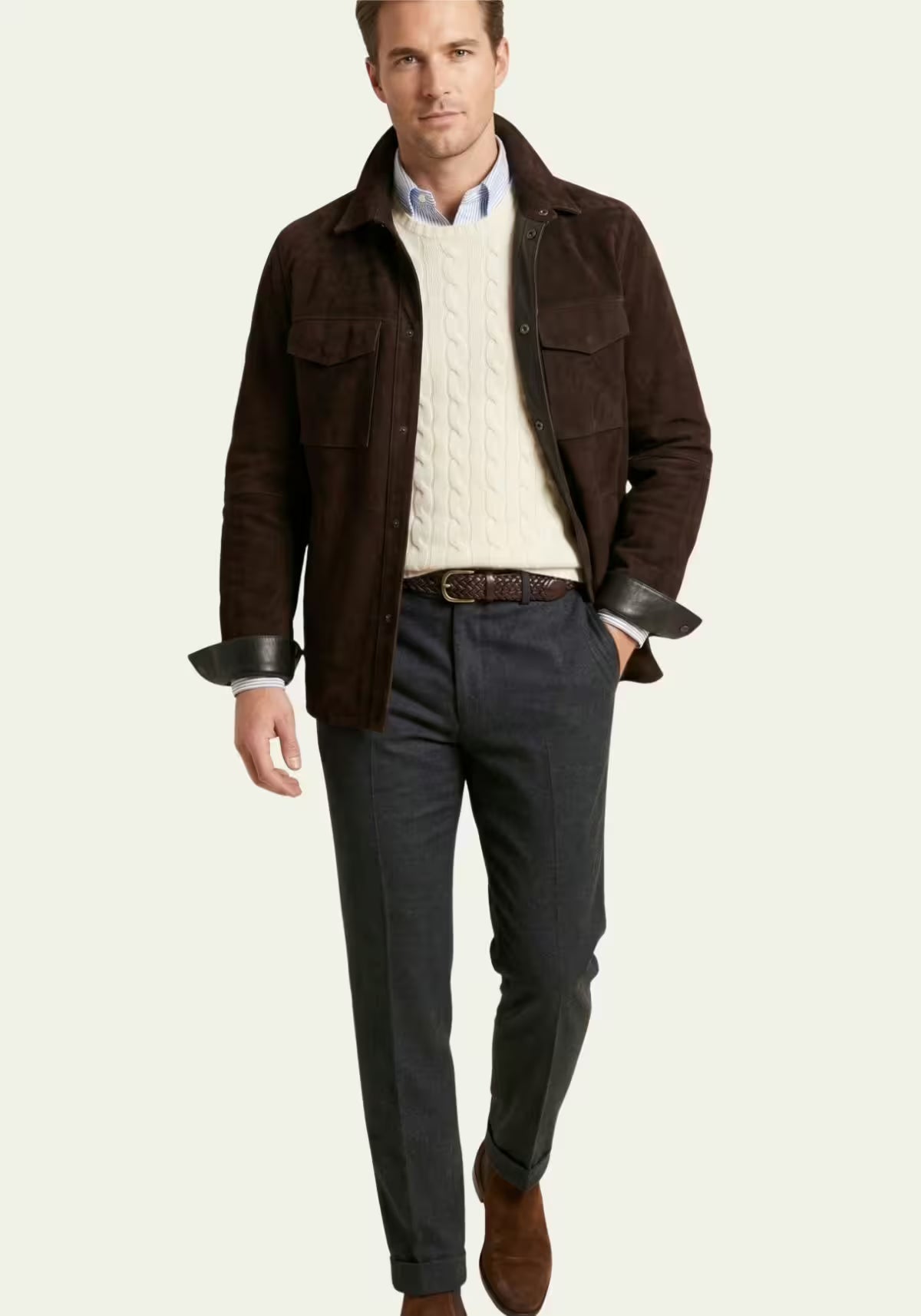 Men's Suede Jacket Dark Brown – Timeless Elegance