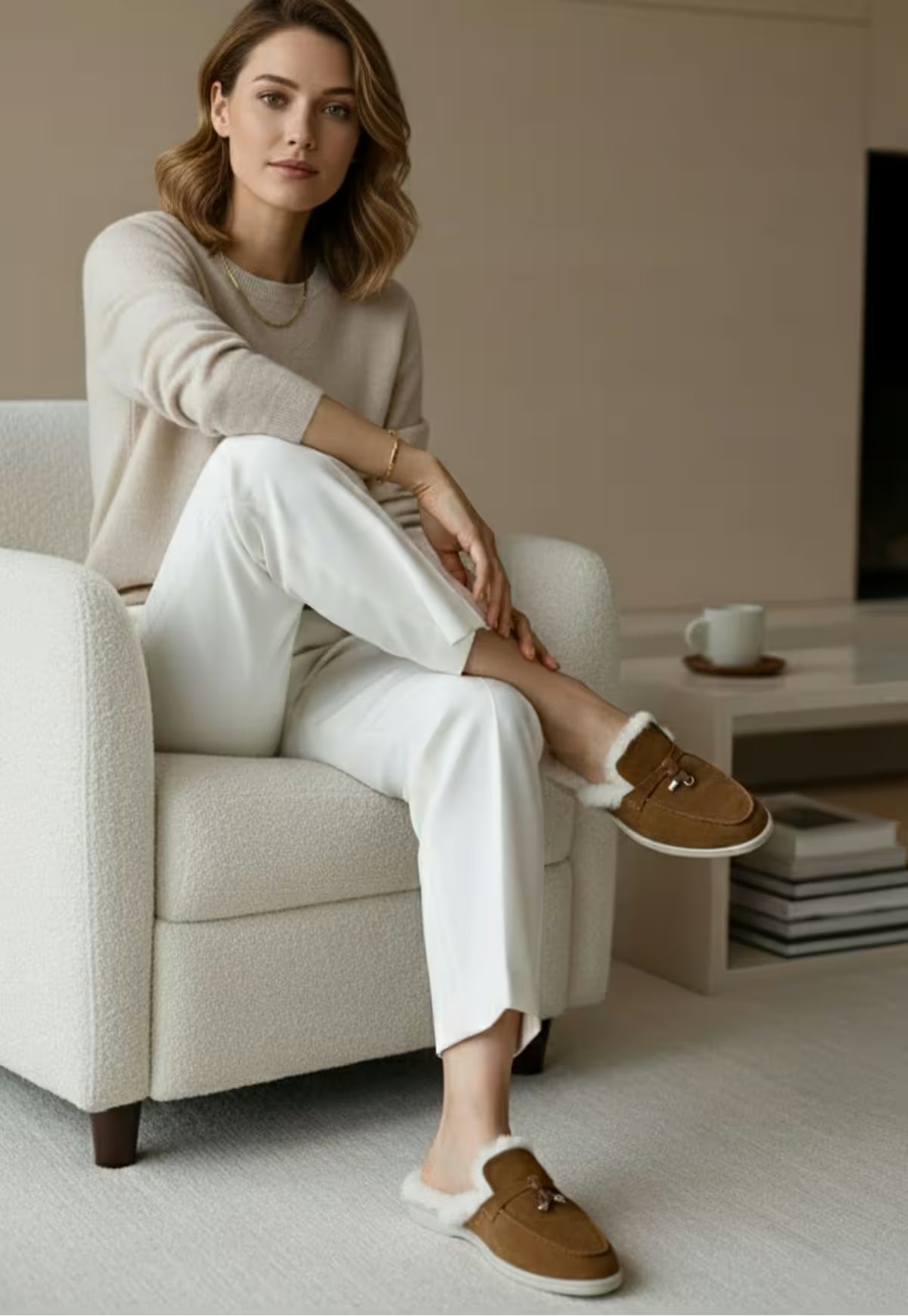 Fiorana Women's Shearling Mules Brown