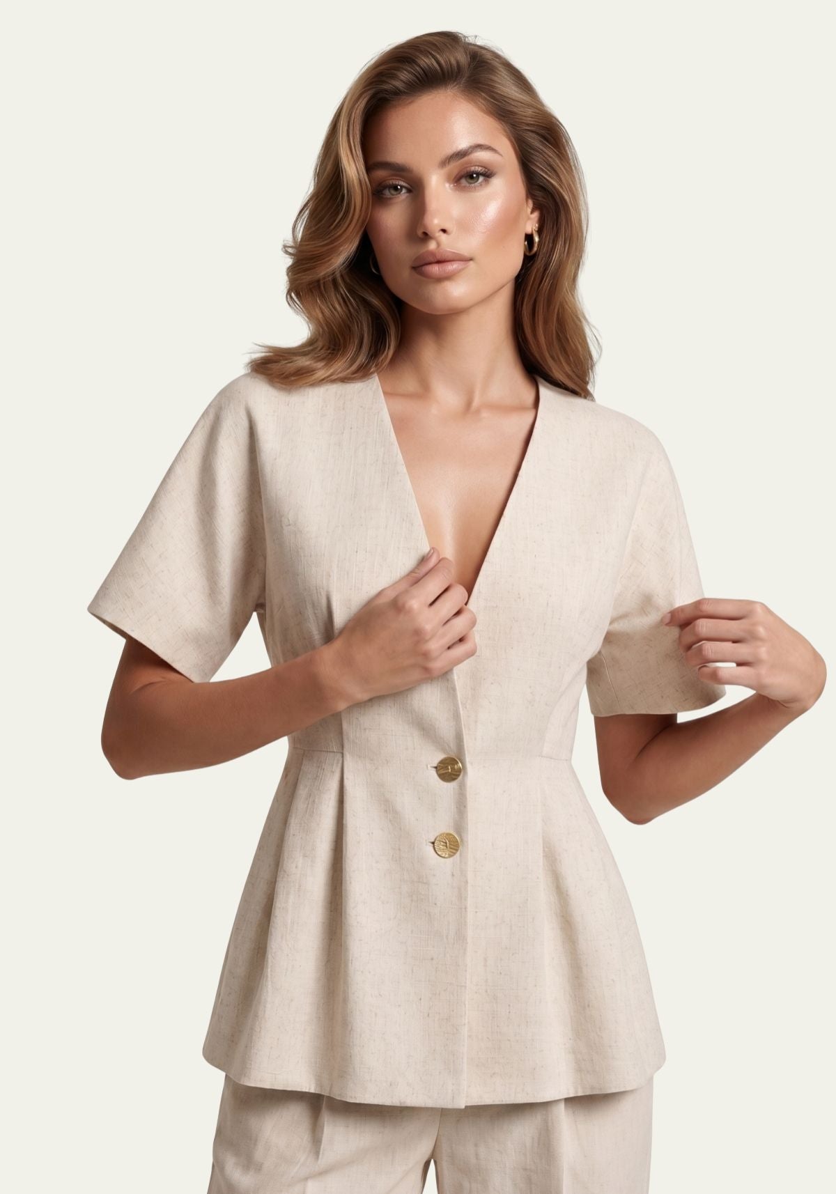 Women's shirt & Women's trousers Beige Blazer & Palazzo trousers