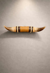 Bullhorn Wall Decor Model 13 – Natural Horn One-of-a-Kind with Leather-Wood Mount
