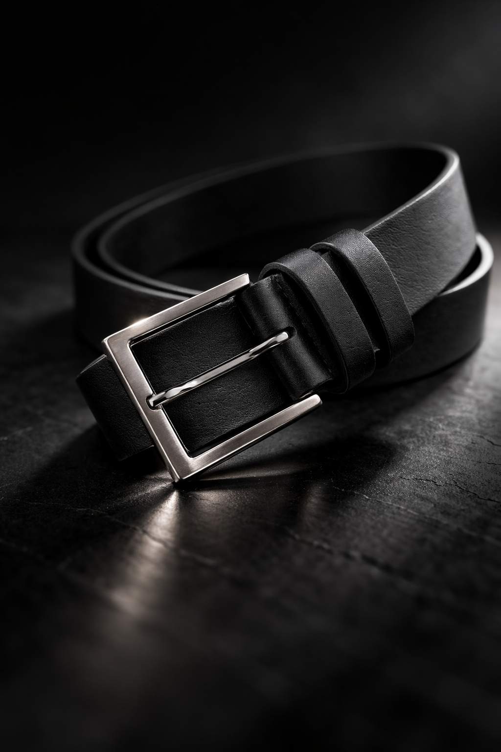 Black Leather Belt Made of Premium Buffalo Leather Unisex