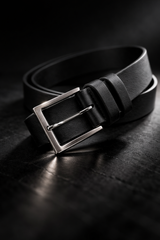 Black Leather Belt Made of Premium Buffalo Leather Unisex