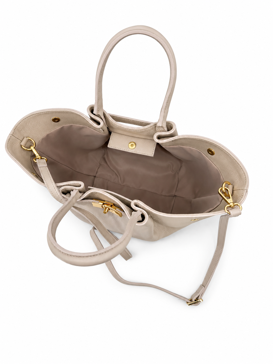 Luxury Ladies' Handbag Genuine Leather Cream Beige
