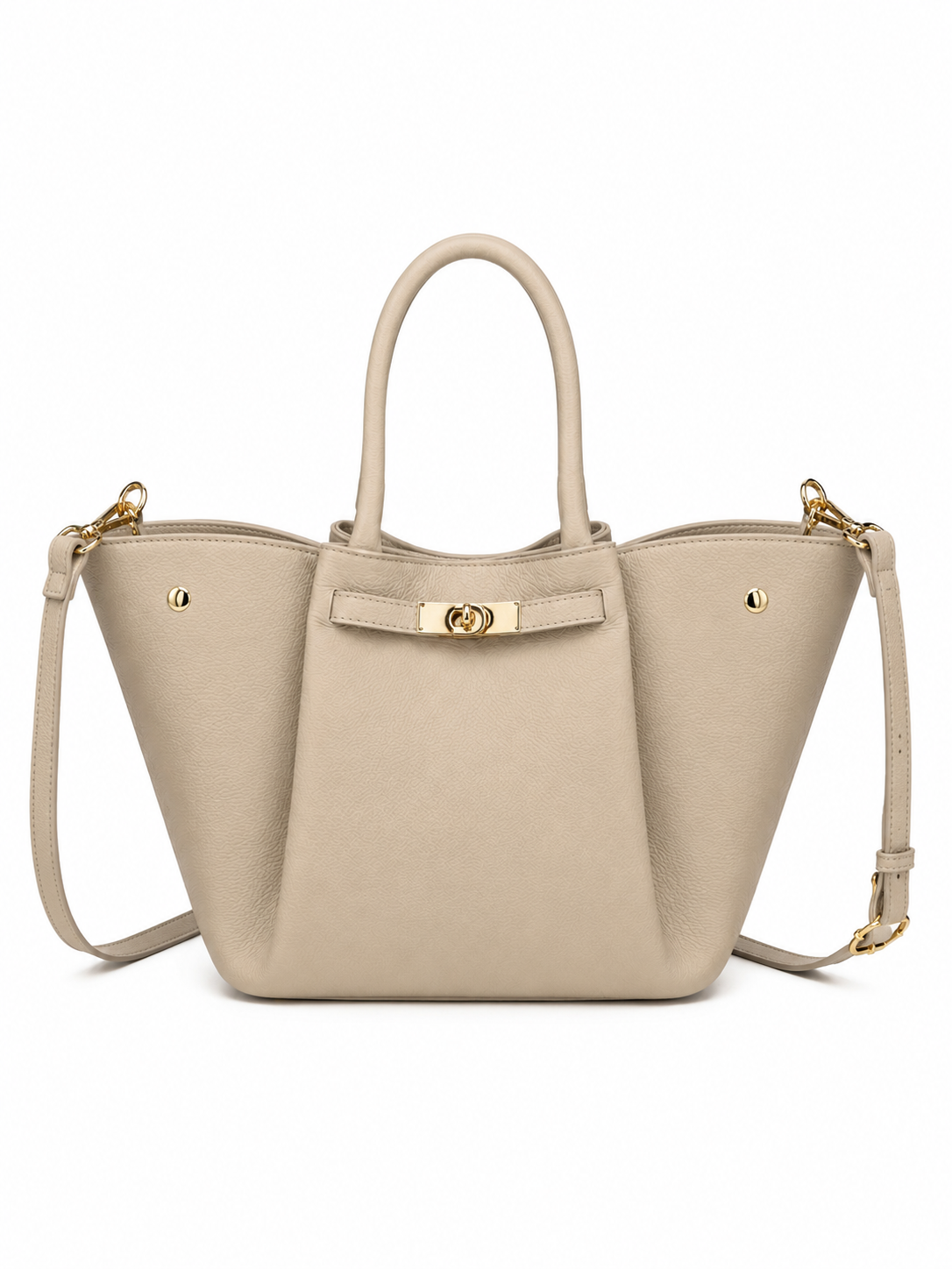 Luxury Ladies' Handbag Genuine Leather Cream Beige