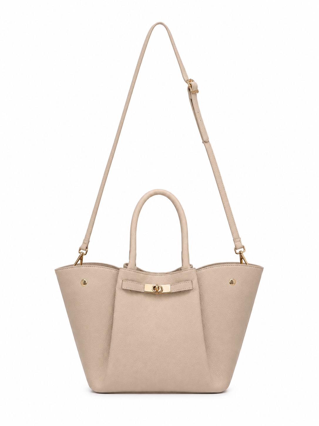 Luxury Ladies' Handbag Genuine Leather Cream Beige