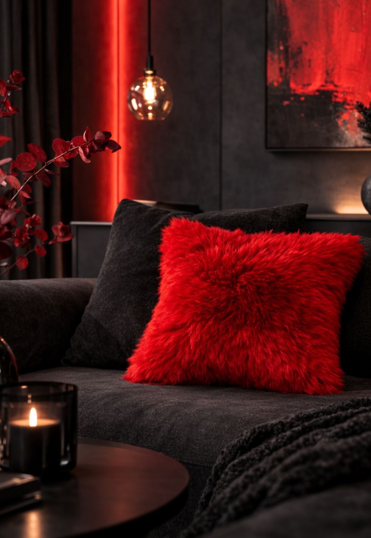 Lambskin Cushion Merino Red with Filling