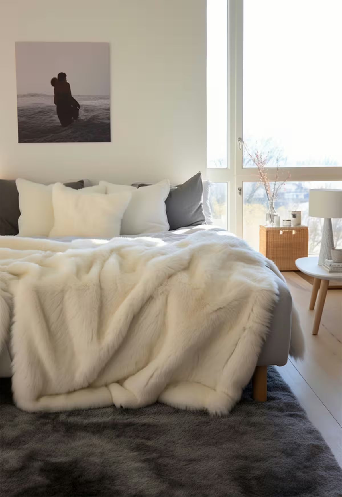 Lambskin Blanket in Champagne / Natural White