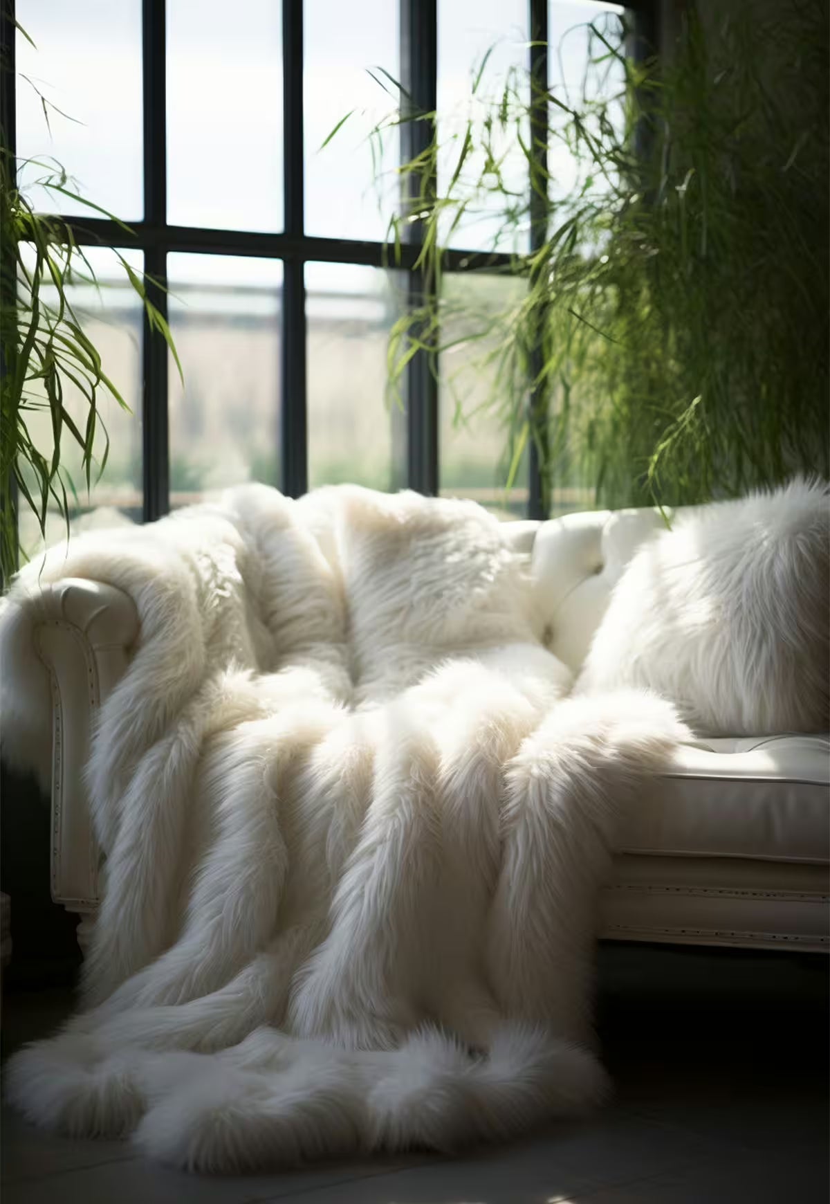 Lambskin Blanket in Champagne / Natural White