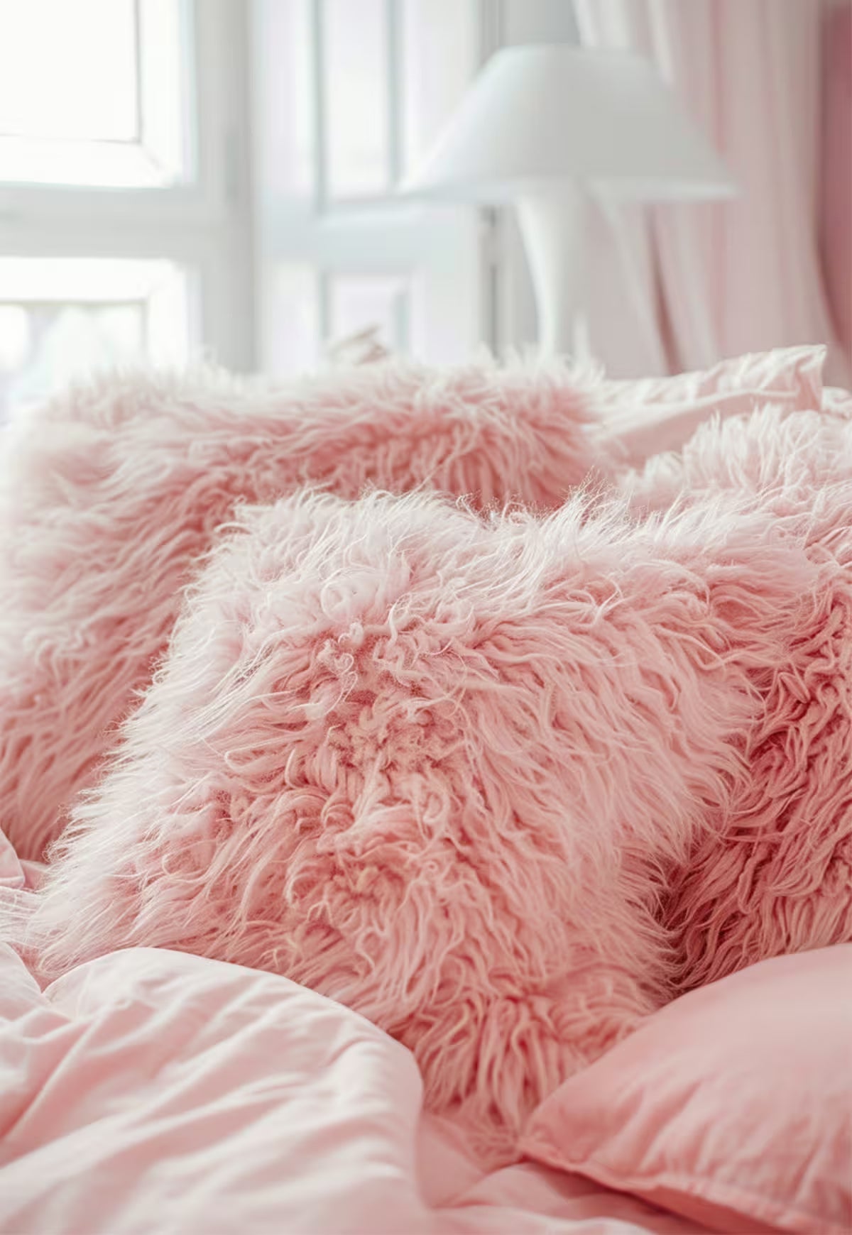 Tibetan Lambskin Cushion Pink with Filling