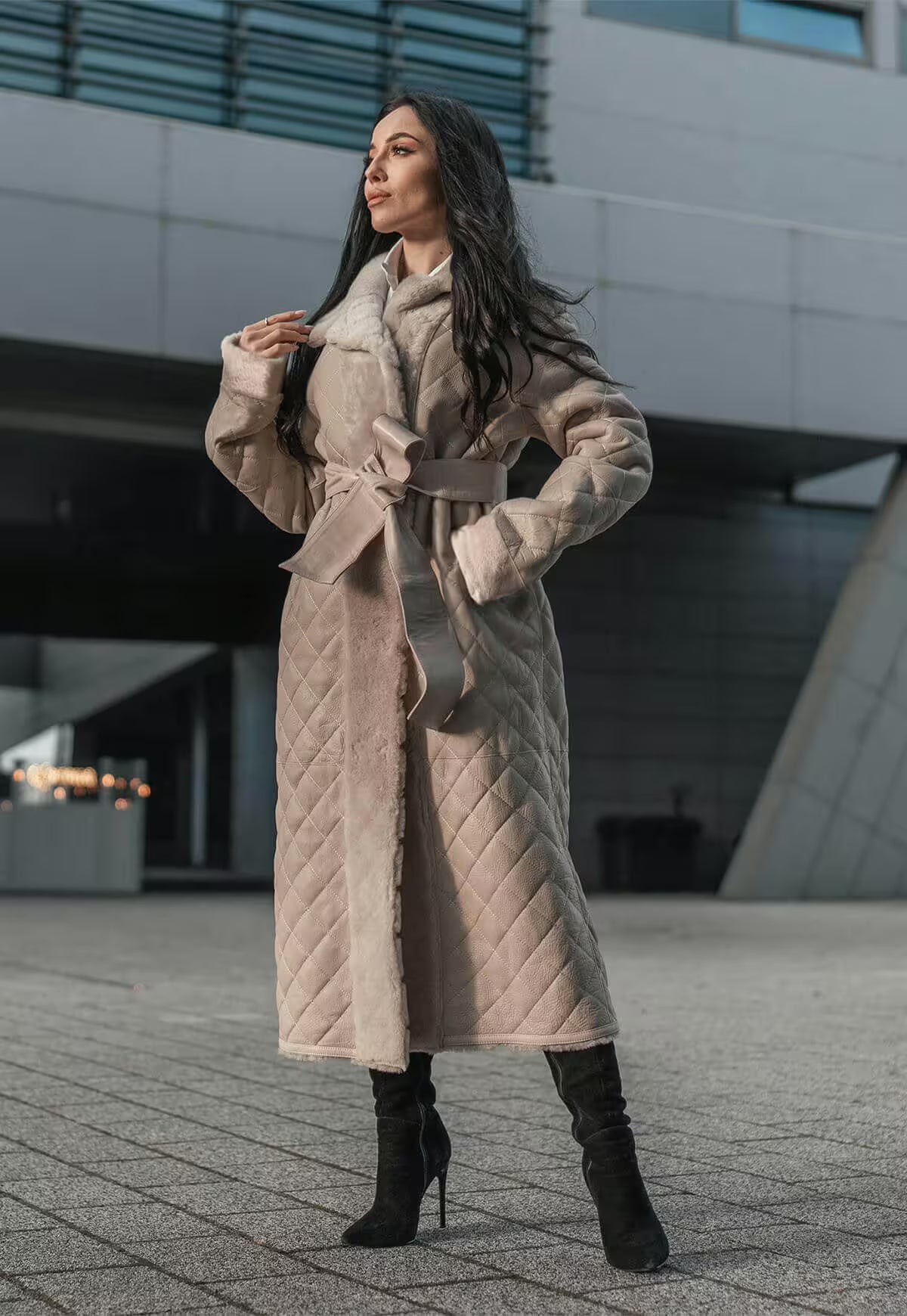 Lambskin Coat Alisa - Beige