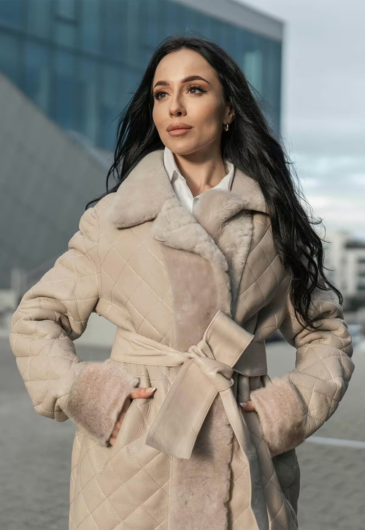 Lambskin Coat Alisa - Beige