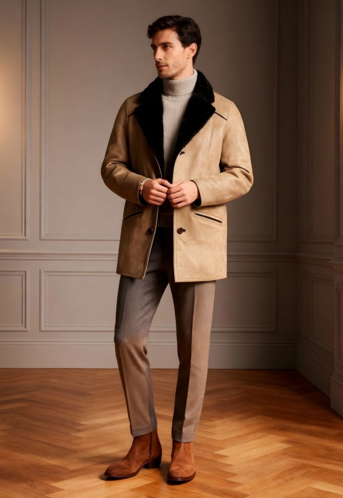Men's Lambskin Coat Antonio Camel