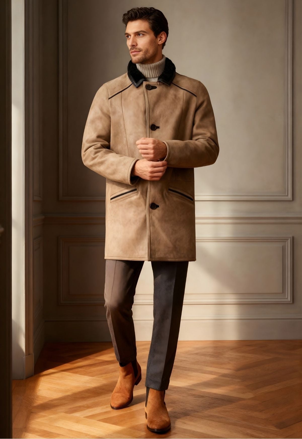 Men's Lambskin Coat Antonio Camel