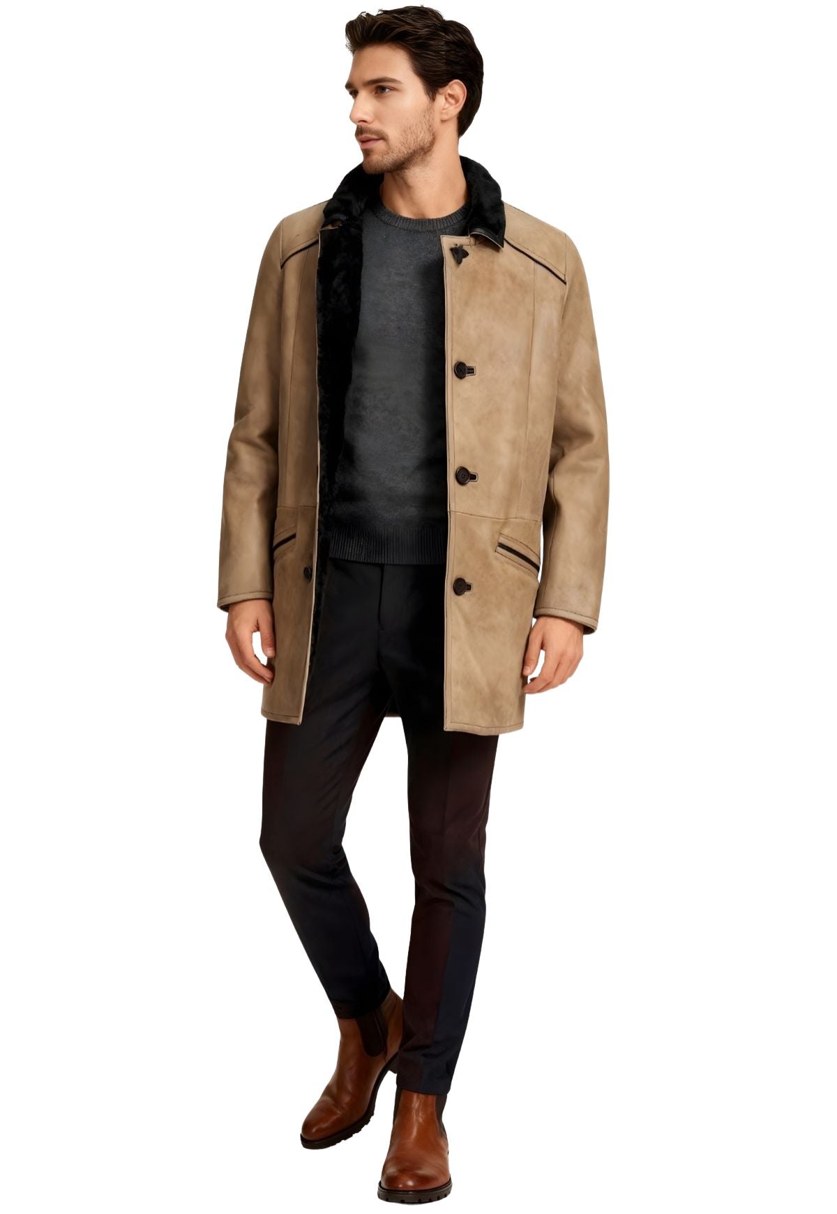 Men's Lambskin Coat Antonio Camel