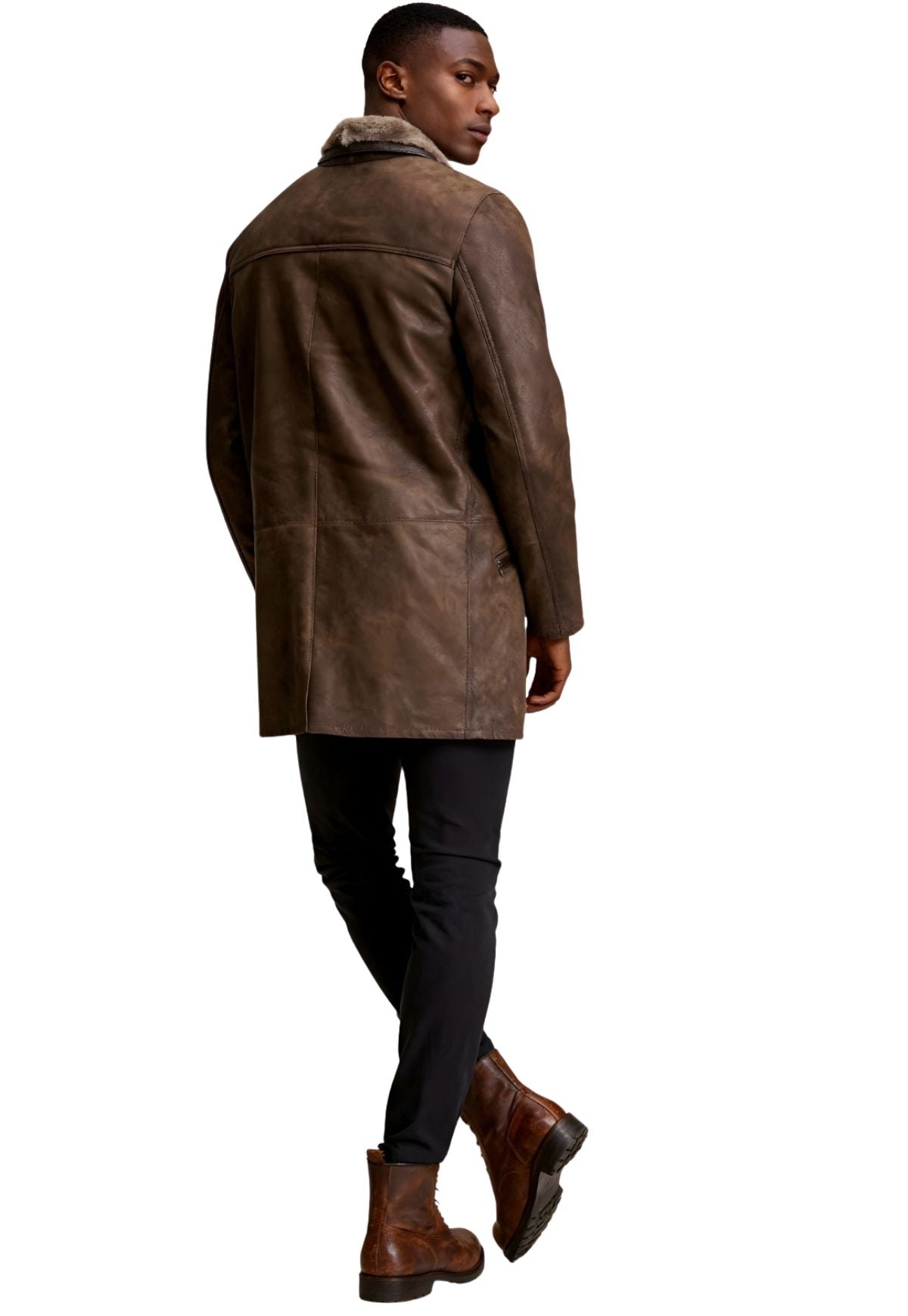 Antonio - Exclusive Men's Sheepskin Coat in Chocolate