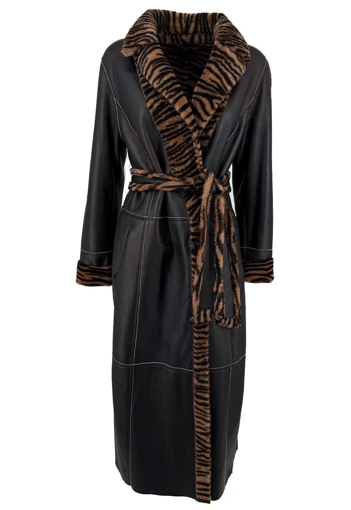 Jade Reversible Sheepskin Coat in Tiger Print