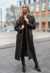 Jade Reversible Sheepskin Coat in Tiger Print