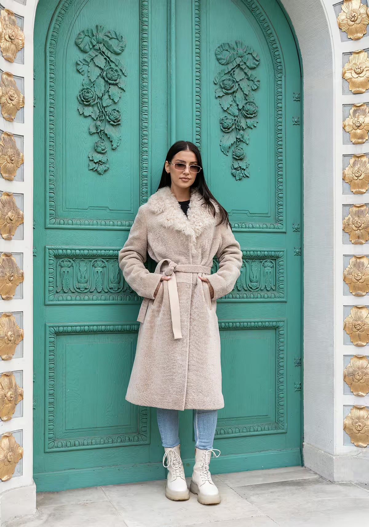 Violetta Lambskin Coat - Beige