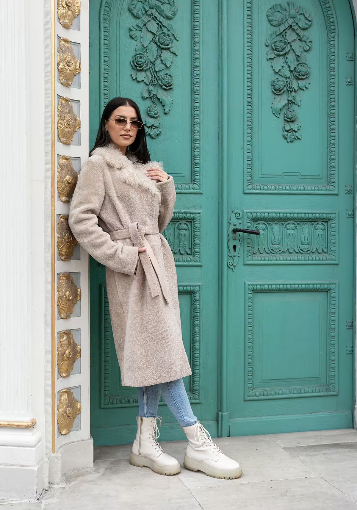 Violetta Lambskin Coat - Beige