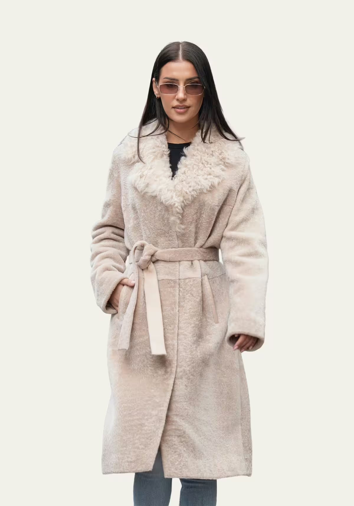 Violetta Lambskin Coat - Beige