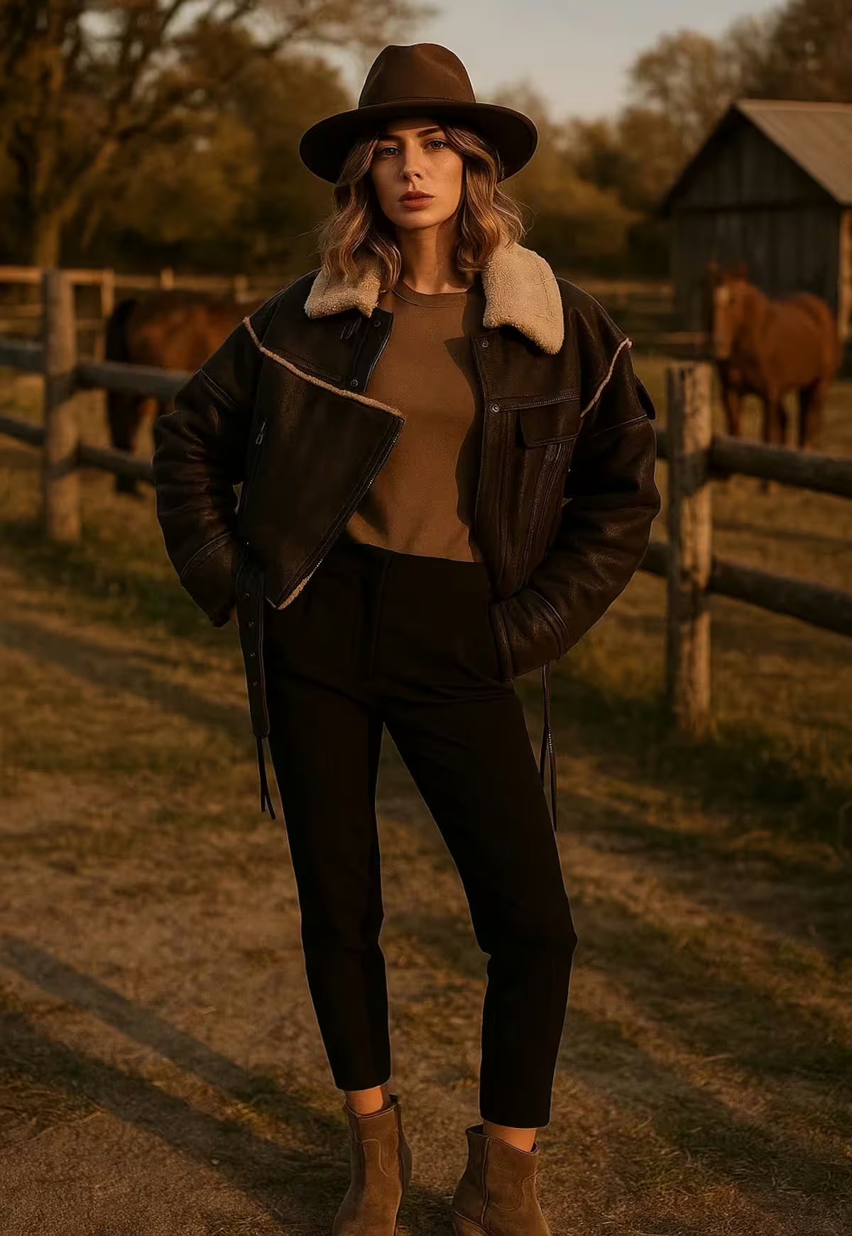 Curly Lambskin Jacket - Voluminous Elegance Inspired by the Modern Country Look
