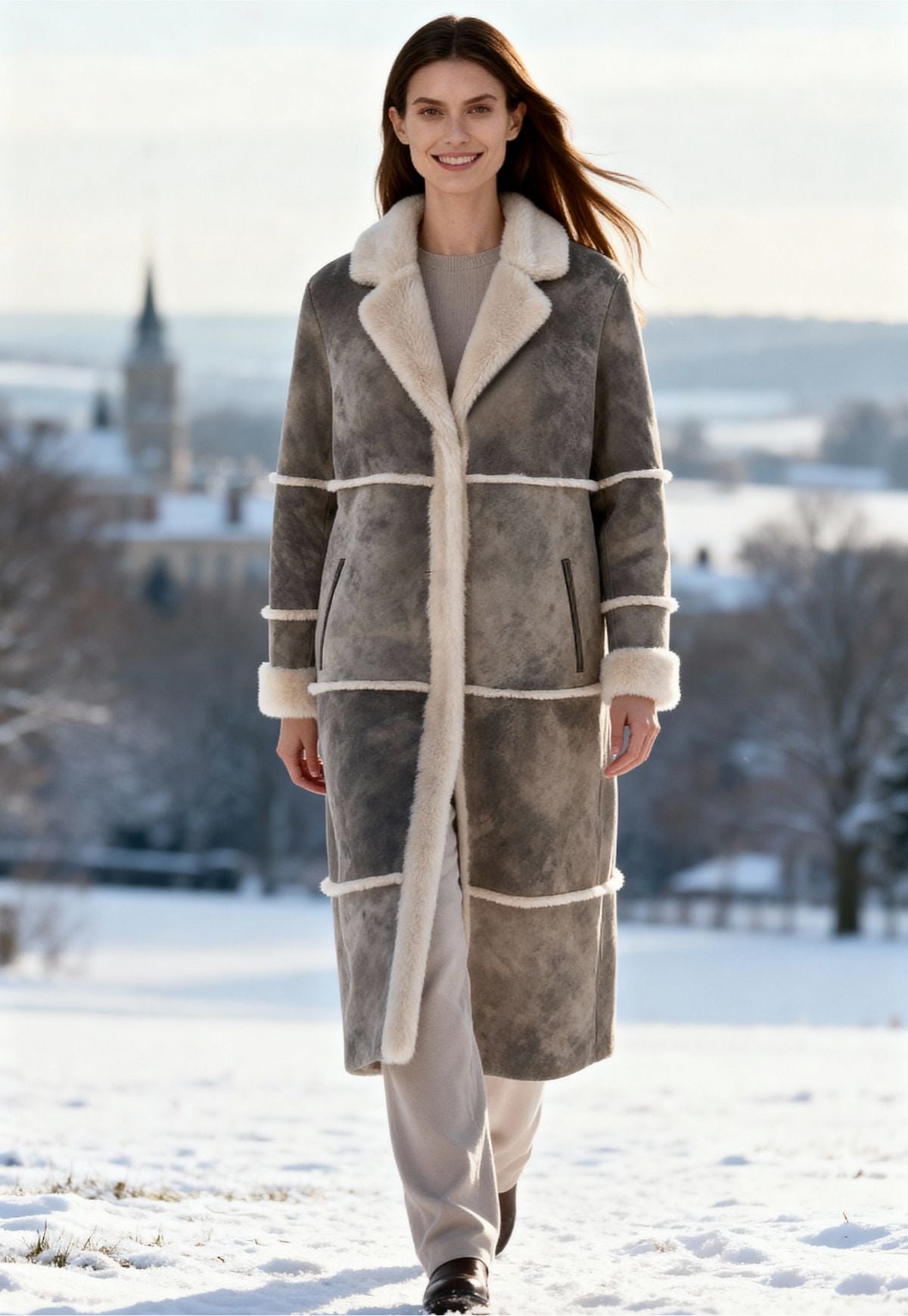 Ladies' Lambskin Coat Alina - Soft Warmth from Shearling with Natural Sophistication