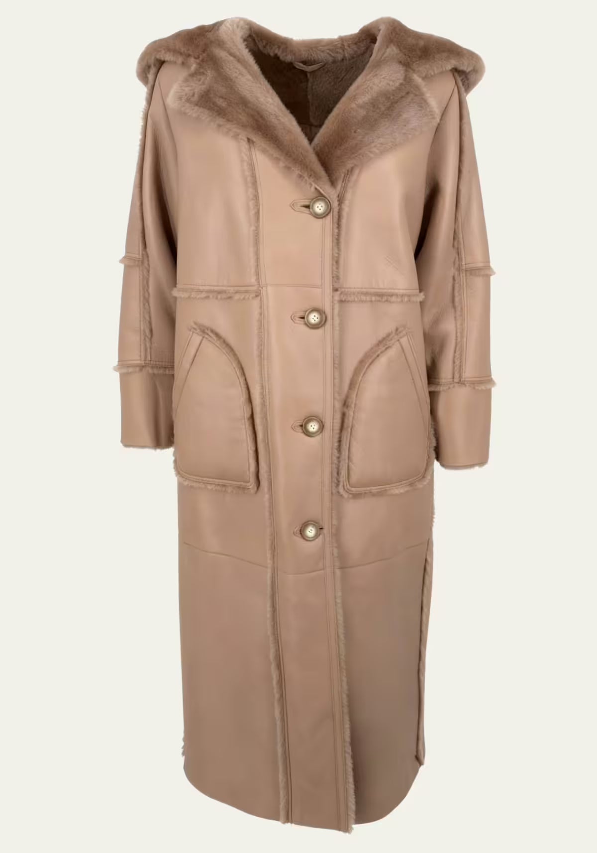 Shearling Lambskin Coat Camille - Feminine Elegance in Beige
